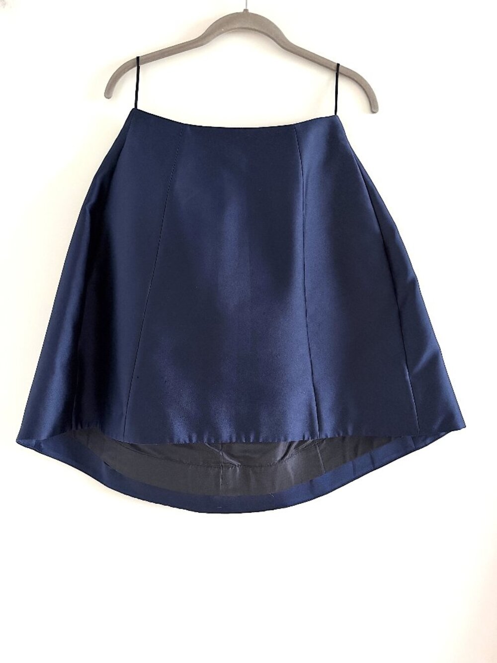 New Adam Lippes Navy Satin Twill Fluted Mini Skirt